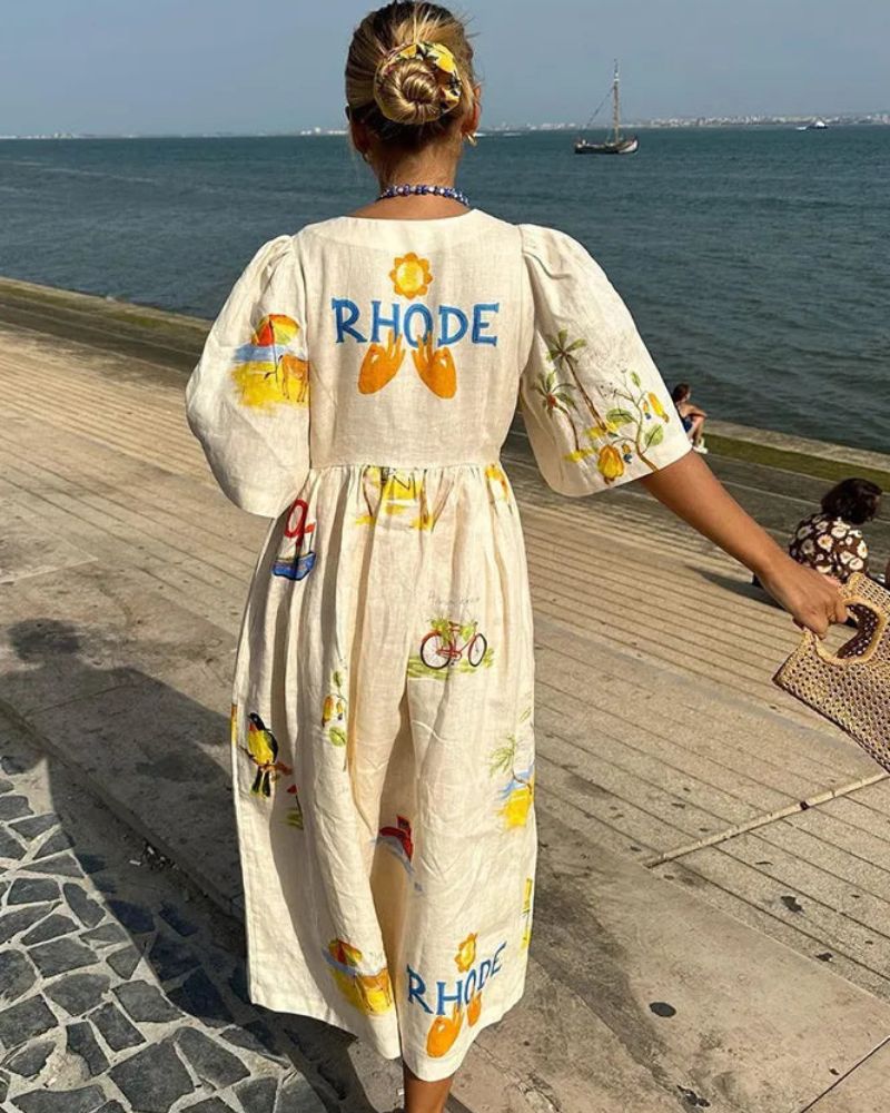 Anni™ | Leinenkleid mit Print