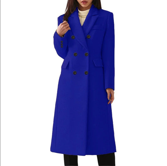 Lenora™ | Elegante lange Wolljacke mit Reverskragen