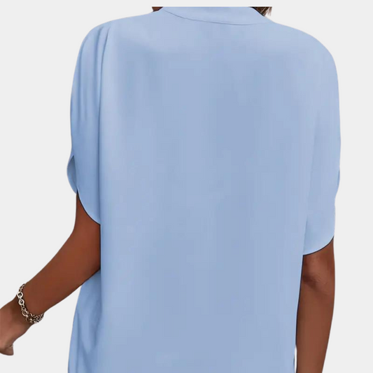 Marjolein™ | V-Ausschnitt Bluse mit Kurzen Ärmeln
