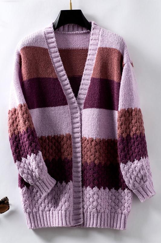 Gebreide™ | Gestreepte Cardigan | Acryl | Kleurrijk und Gezellig