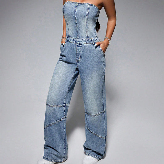 Camila™ | Denim-Jumpsuit schulterfrei