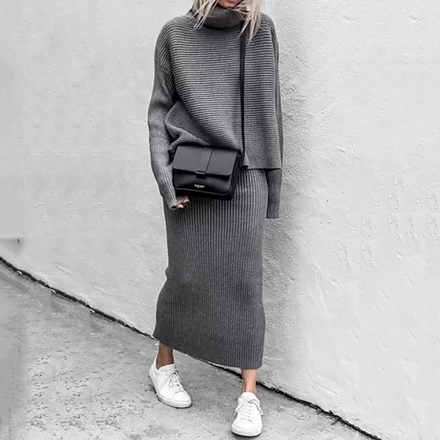 Montero™ | Zweiteiler mit Rollkragenpullover & Maxi-Rock