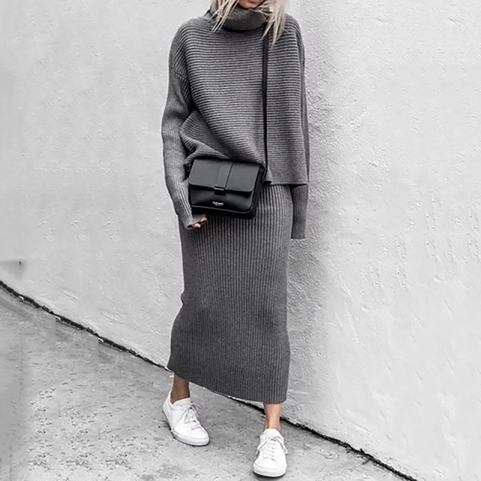 Montero™ | Zweiteiler mit Rollkragenpullover & Maxi-Rock
