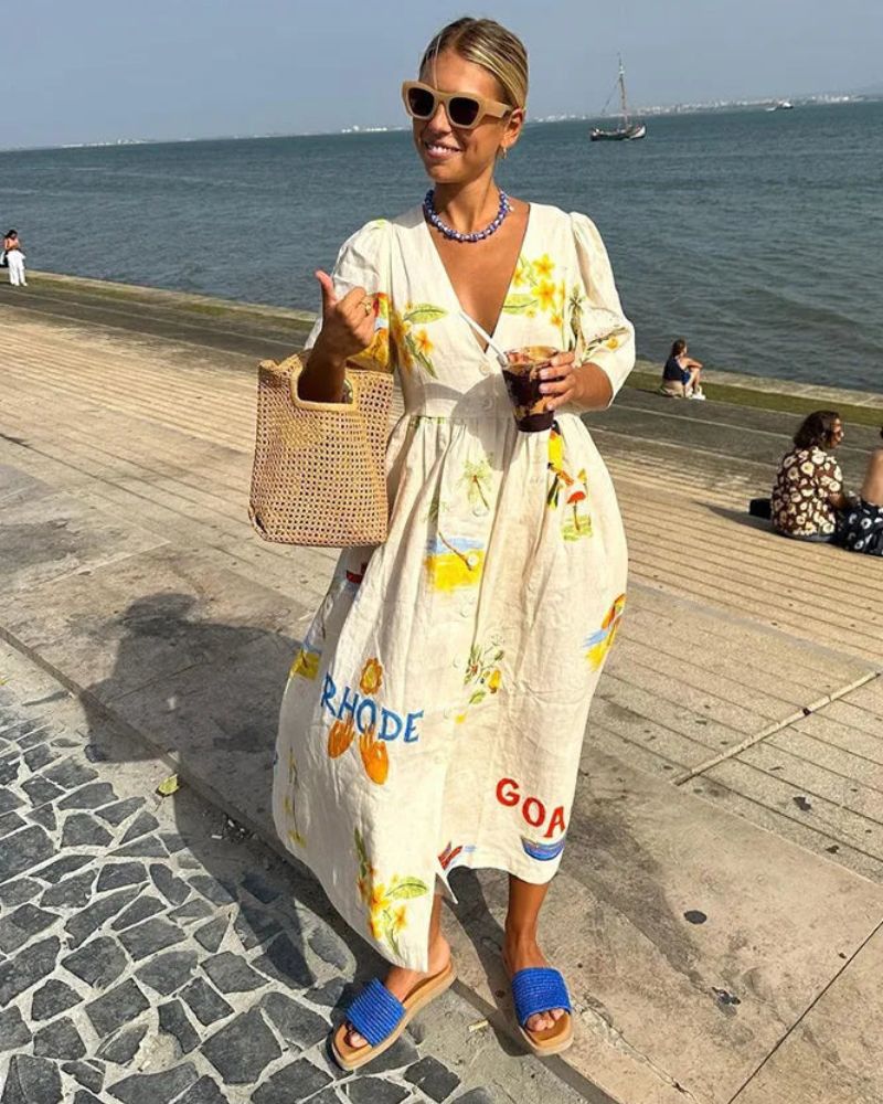 Anni™ | Leinenkleid mit Print