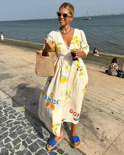 Anni™ | Leinenkleid mit Print