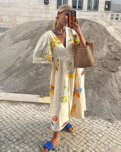 Anni™ | Leinenkleid mit Print