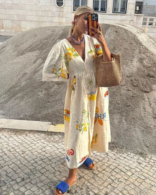 Anni™ | Leinenkleid mit Print