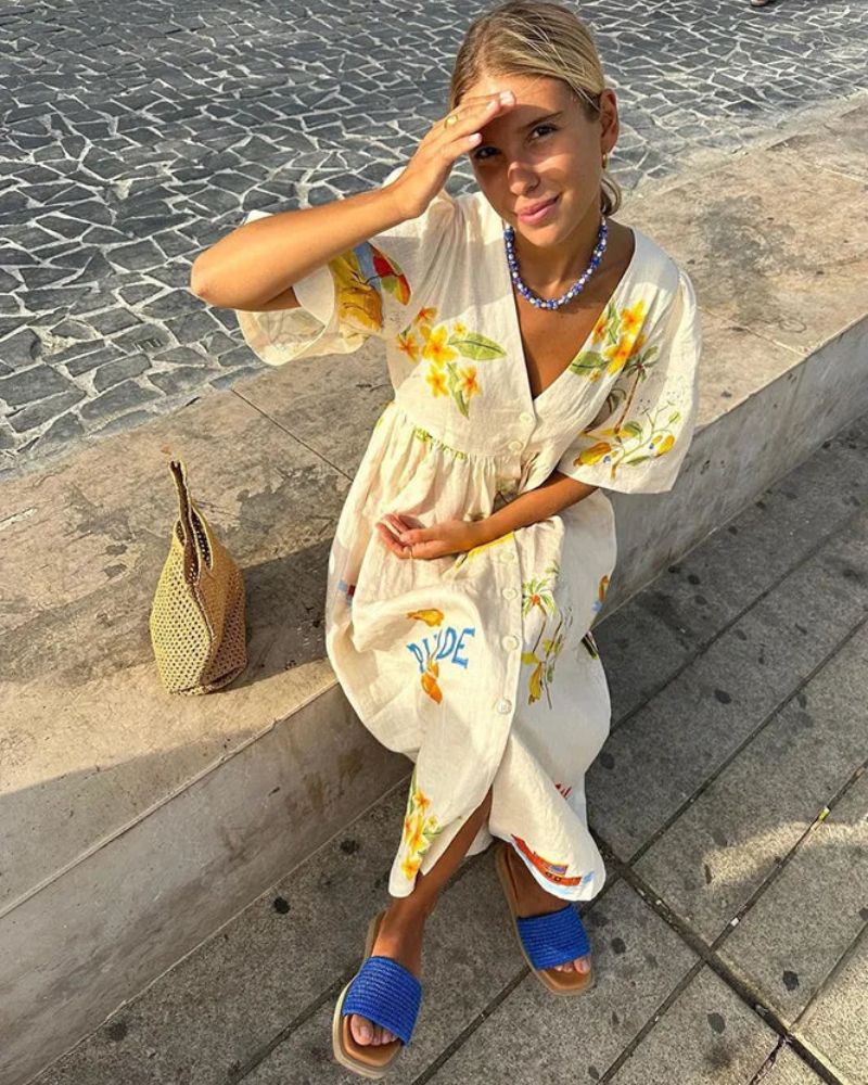 Anni™ | Leinenkleid mit Print