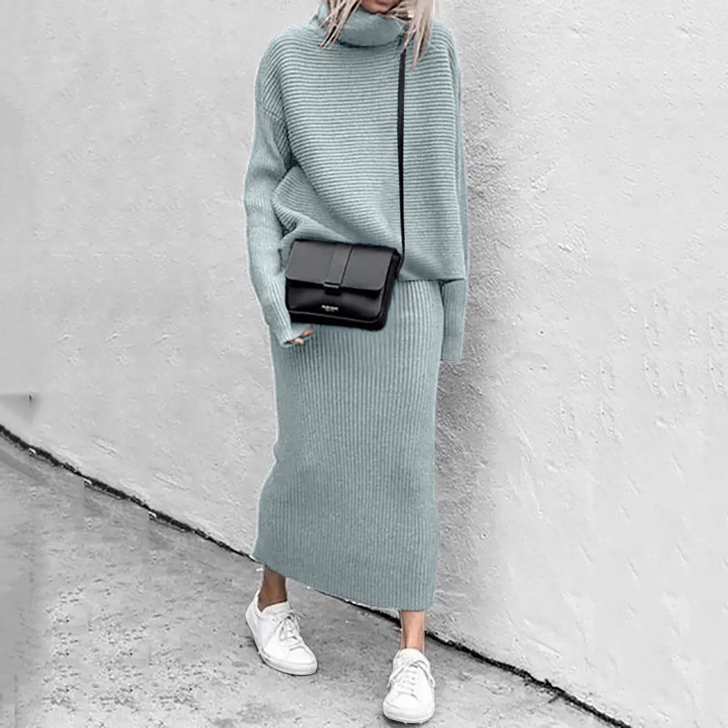 Montero™ | Zweiteiler mit Rollkragenpullover & Maxi-Rock