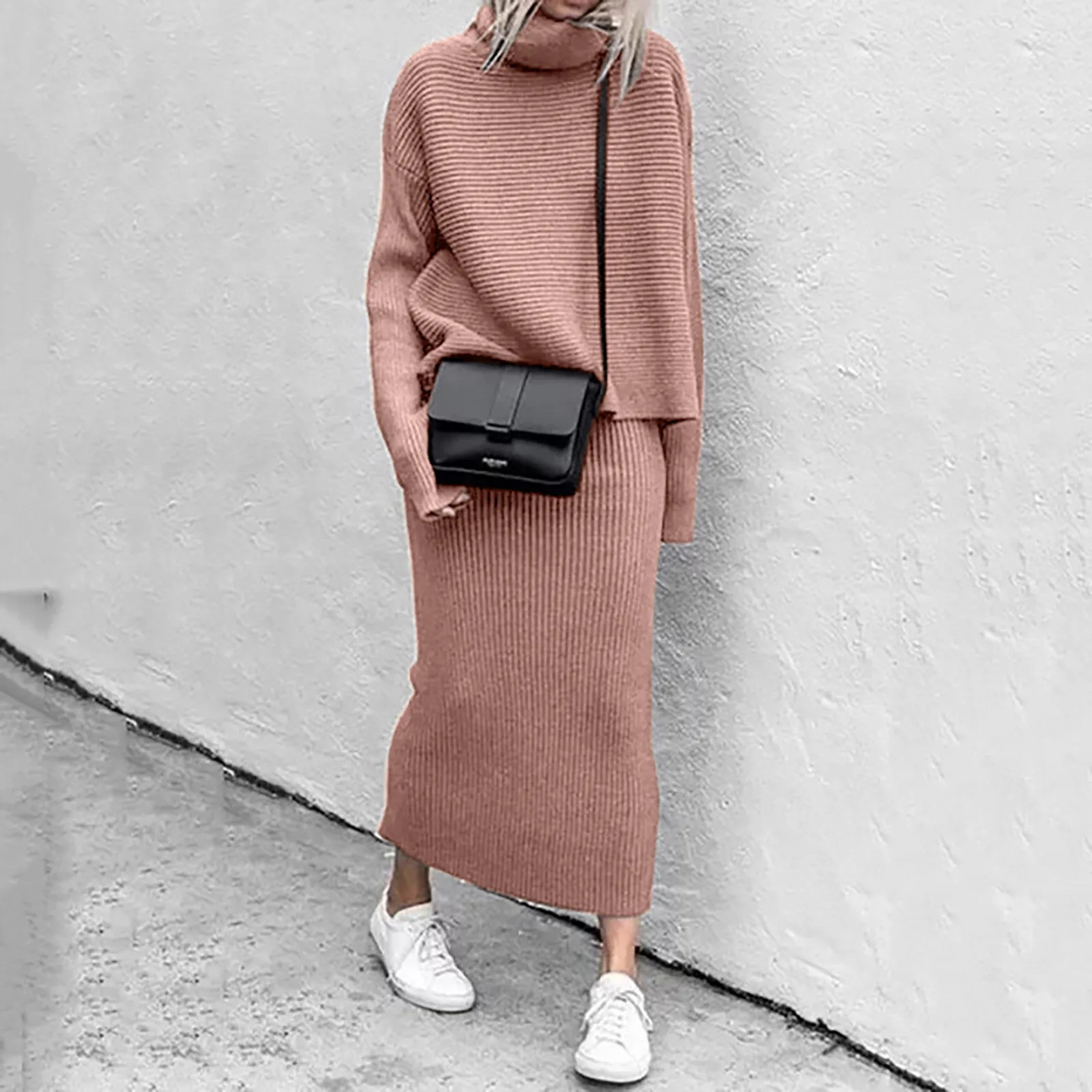 Montero™ | Zweiteiler mit Rollkragenpullover & Maxi-Rock