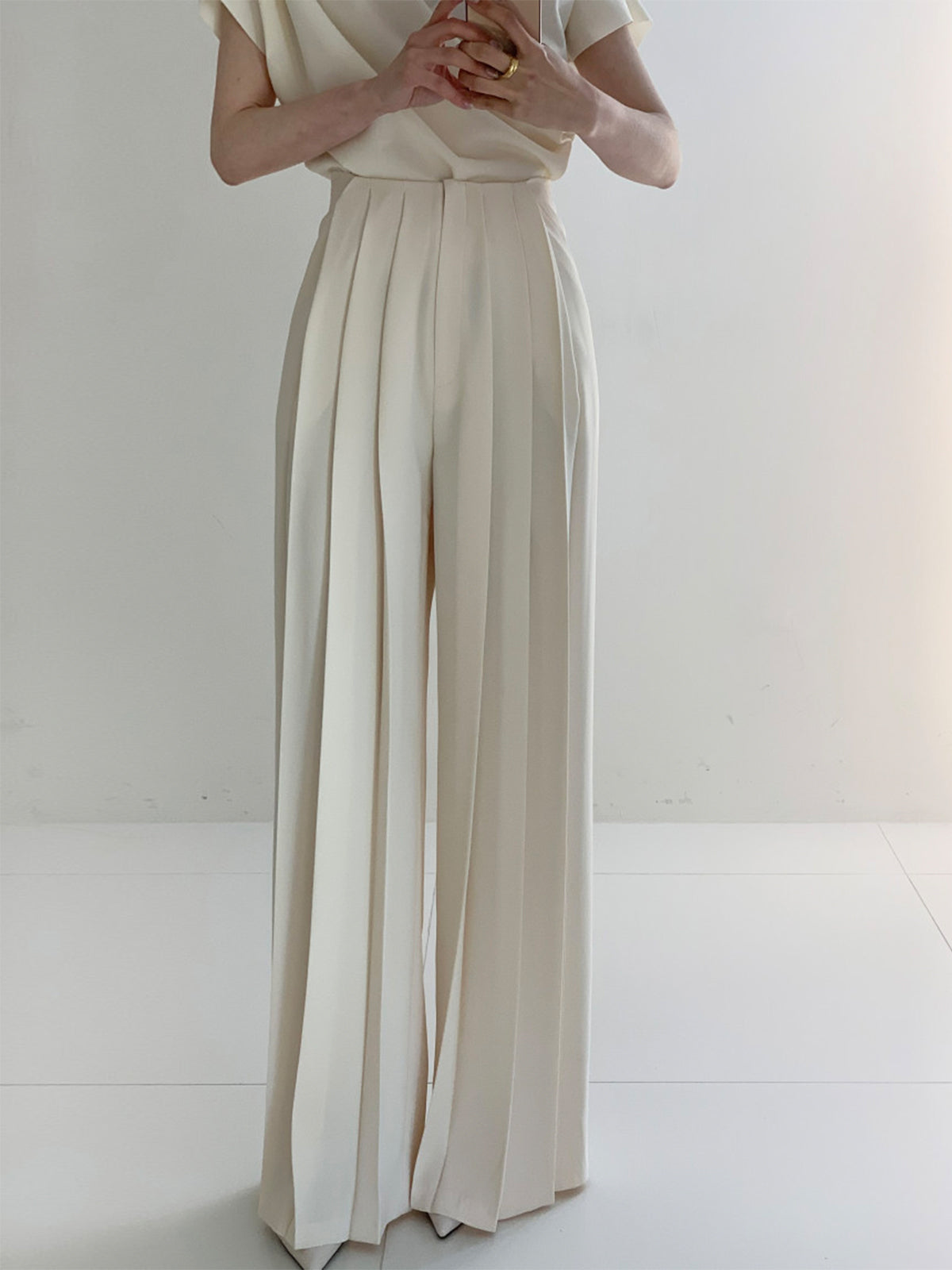 Elara™ | Plissierte High-Waist-Pantalon