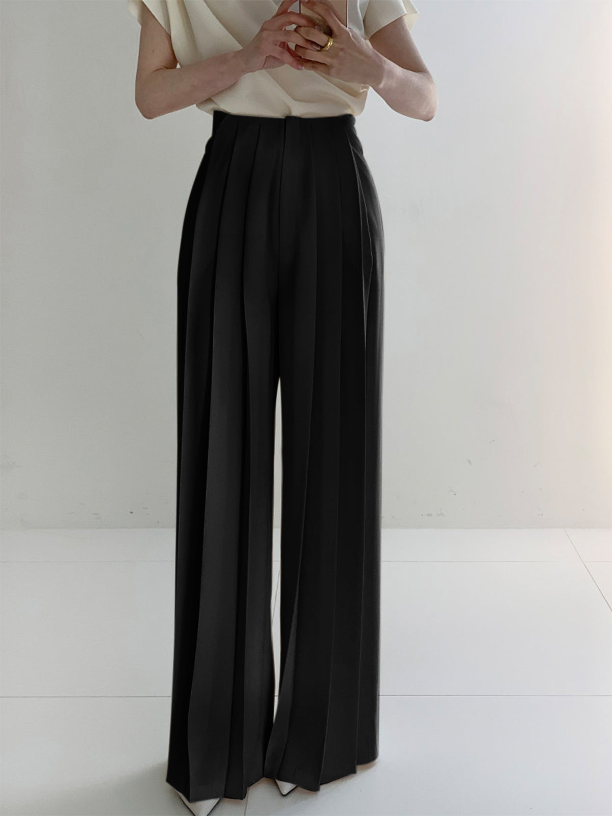 Elara™ | Plissierte High-Waist-Pantalon