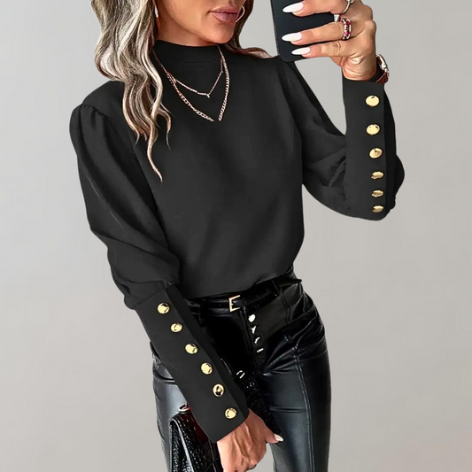 Cheryl™ | Top mit Goldfarbenen Knopfdetails