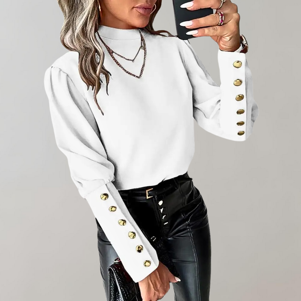Cheryl™ | Top mit Goldfarbenen Knopfdetails