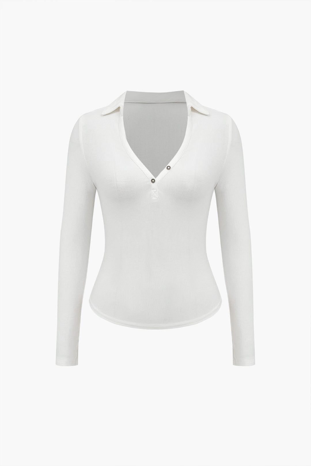 Dominique™ | Figurbetont Poloshirt mit Diepe V-hals und Elegante Knopfdetails