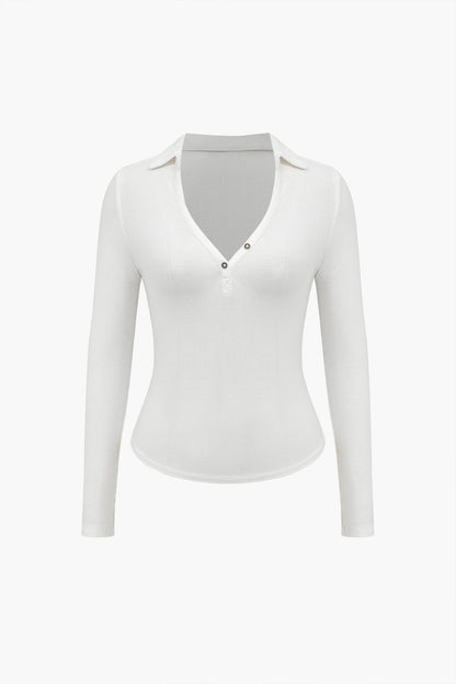 Dominique™ | Figurbetont Poloshirt mit Diepe V-hals und Elegante Knopfdetails