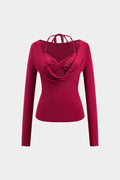 Dakota™ | Verleidelijk Langarmtop mit Drapé Décolleté und Geïntegreerd Halter-Bralette