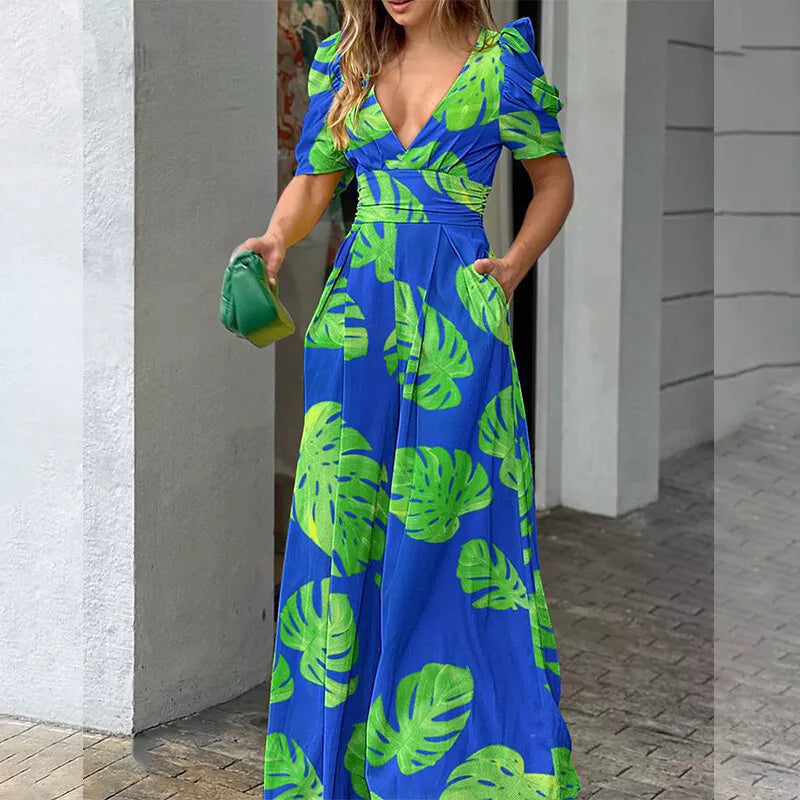 Adelina™ | Jumpsuit mit V-Ausschnitt mit Print