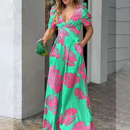 Adelina™ | Jumpsuit mit V-Ausschnitt mit Print