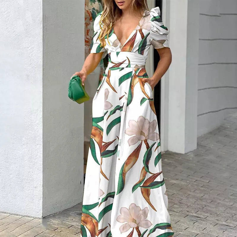 Adelina™ | Jumpsuit mit V-Ausschnitt mit Print